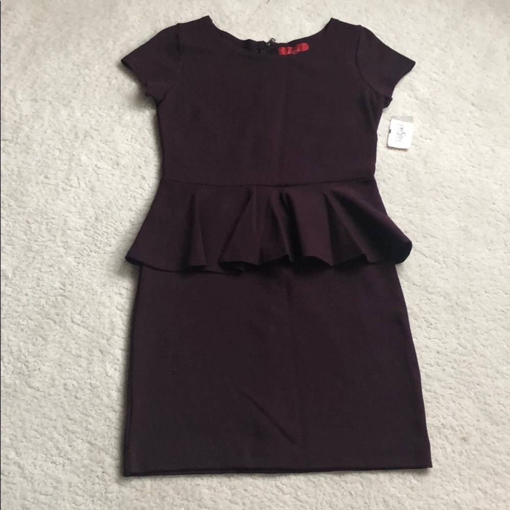 RED Saks Fifth Avenue Burgundy Peplum Dress Size S